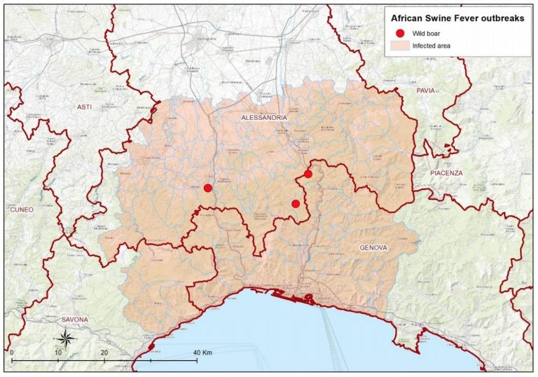 mappa comuni peste suina 2022