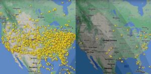 L’impressionante timelapse del blocco del traffico aereo USA causato da Cloudstrike